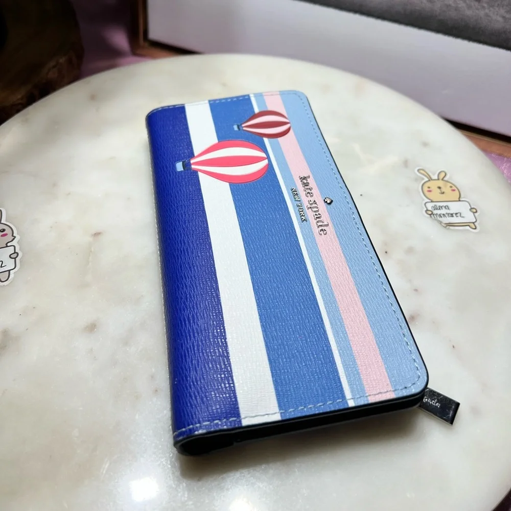 Kate Spade Hot Air Balloon Large Slim Bifold Wallet EUC